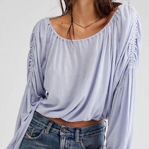 Free People Light Purple Long Sleeve Crop Top